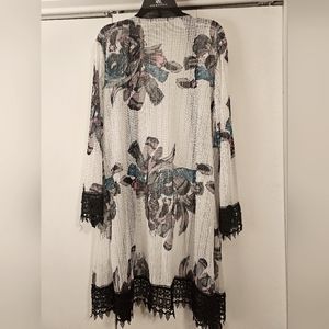 Feather Sheer Cardigan with Lace